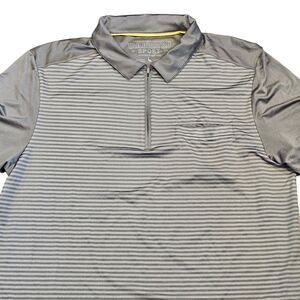 TailorByrd Sport Men's Gray 1/4 Zip Striped Casual Short Sleeve Shirt Size LG